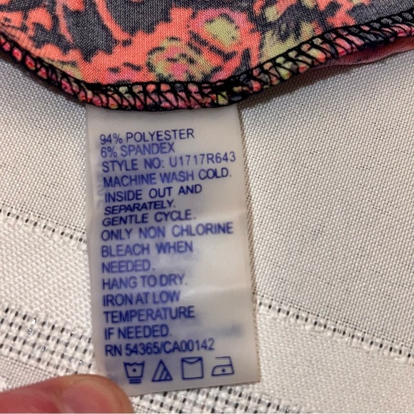 Peter Nygard 3/4 sleeve pink magenta orange beaded paisley with navy blue trim - Picture 7 of 11